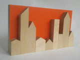 Zero Waste Bright Orange Skyline in Plywood